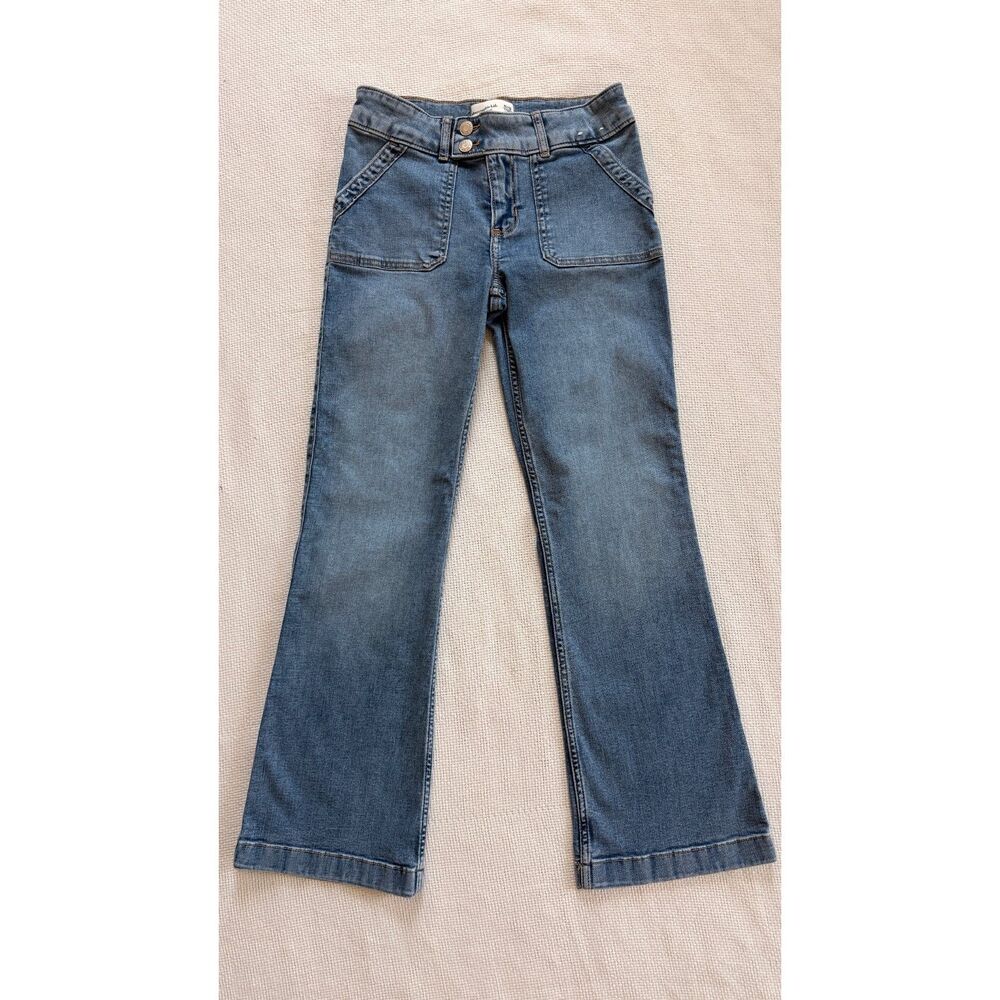 Abercrombie Kids Low Rise Bootcut Jeans Girls Size 15/16 Short Light Wash Y2K